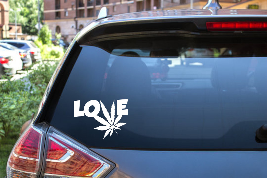 Love Weed Leaf Decal Sticker for Cannabis Enthusiasts – 6229
