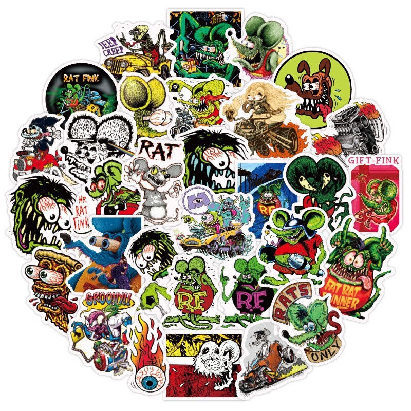 100Pcs RAT FINK Sticker for Adults Teens Girls Scrapbooking Water Bottles