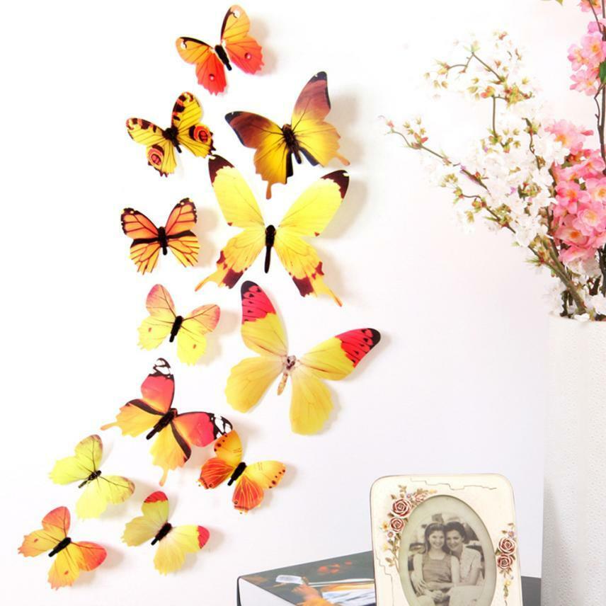 Multi color 3D Butterfly 12 Pieces Beautiful Wall stickers Sweet Home