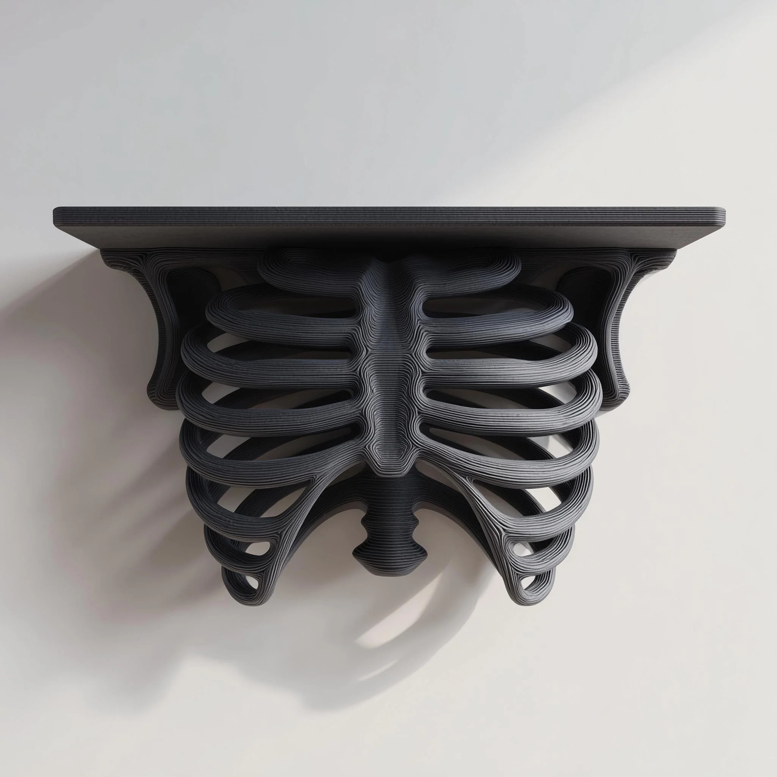 3D Printed Ribcage Wall Shelf | Gothic Spine Console Ledge | Dark Anatomical