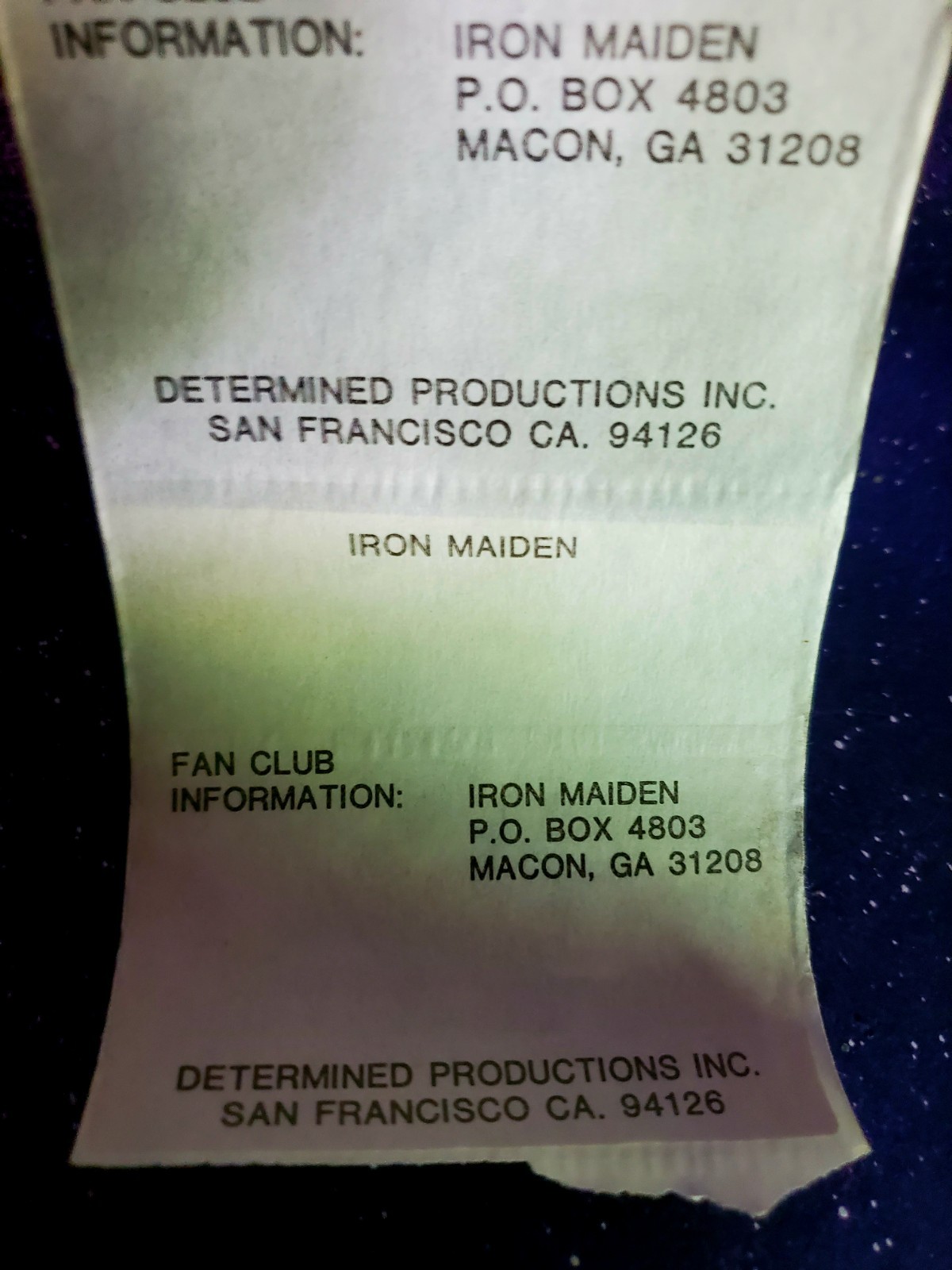 Iron Maiden Sticker Roll. 1984. Vintage Metal Merchandise. Fan Club Exclusive