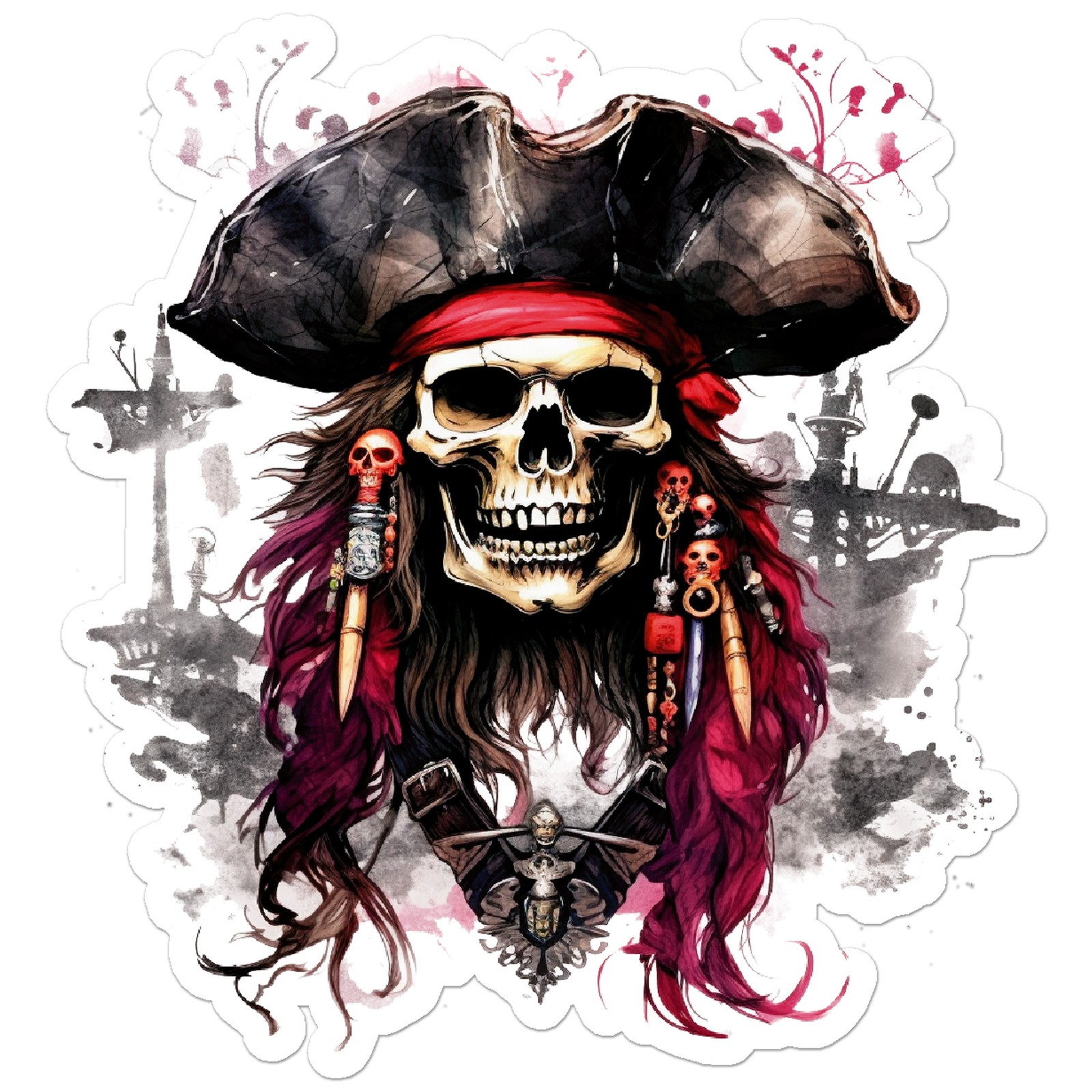 Pirate Ship Skull Vinyl Decal Sticker – ebn11421