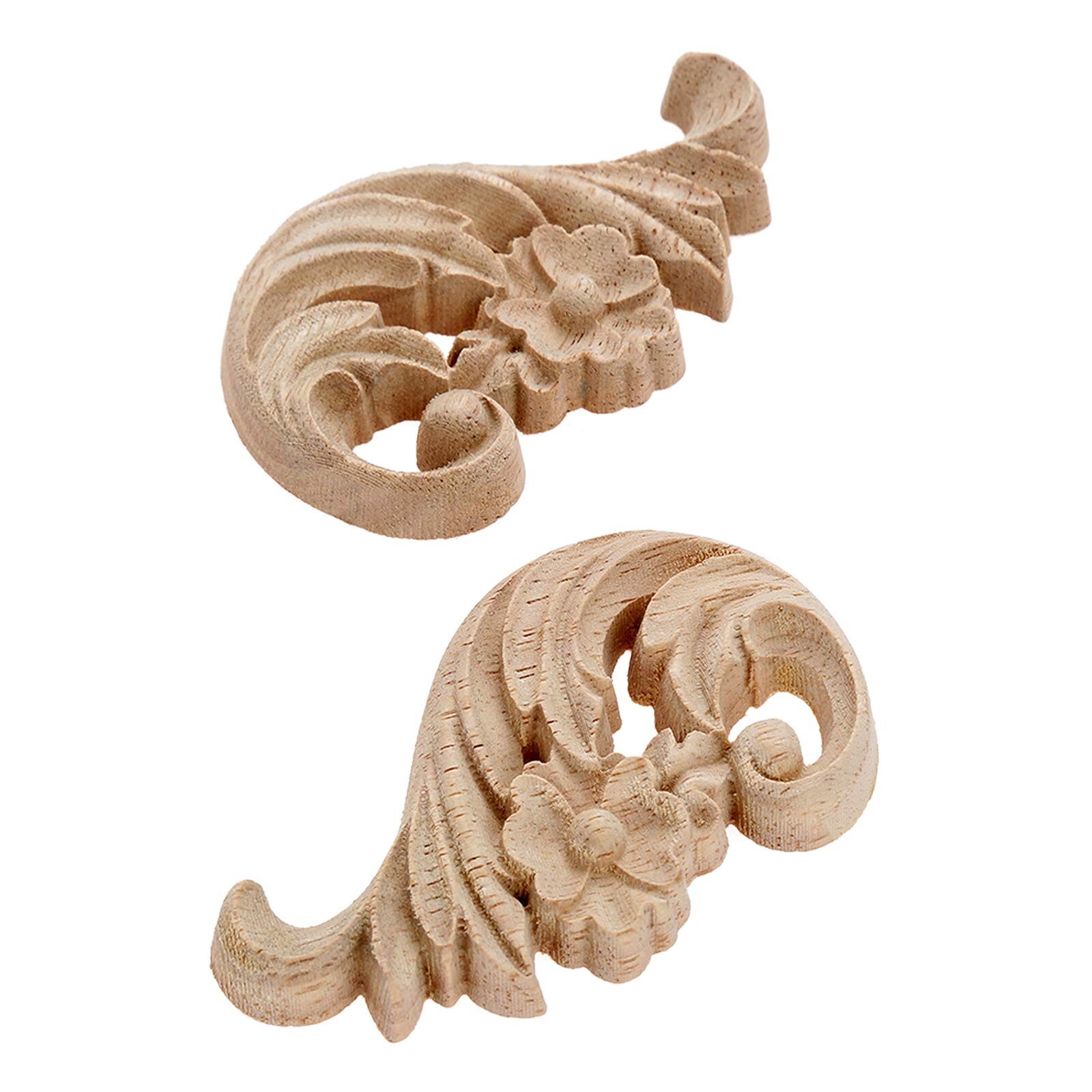 MUXSAM 1-Pair Rose Carved Wood Appliques Onlay, 8.5x5x1cm/3.35×1.97×0.39inch,…