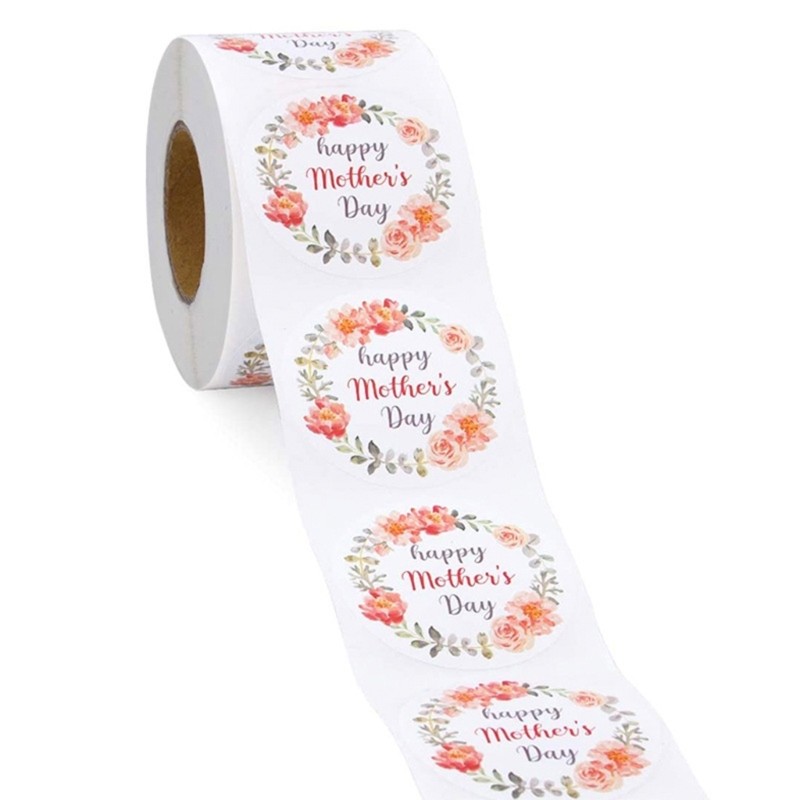 500Pcs Happy Mother s Day Sticker with Sweet Flower Design Adhesive Label Decal