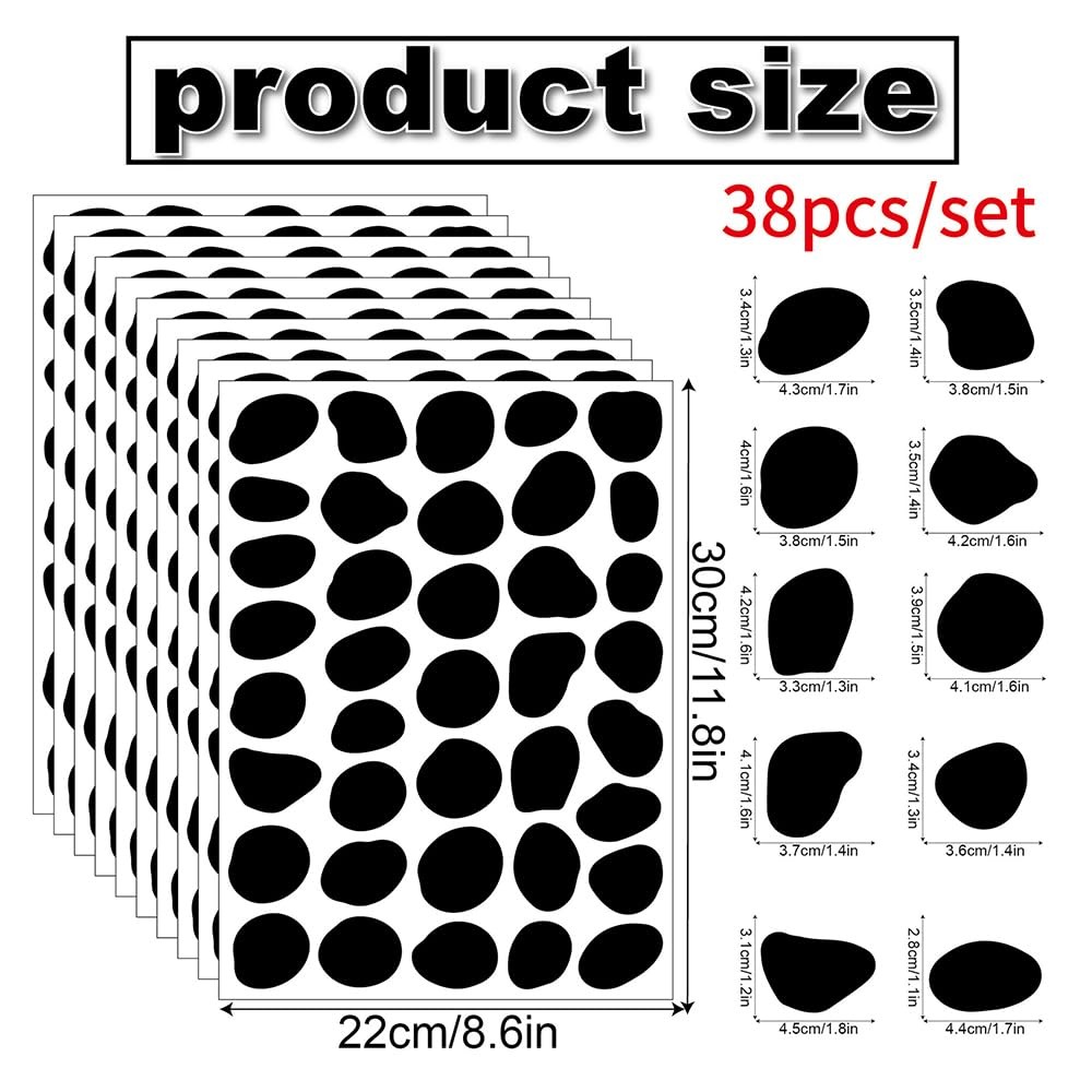 380 Pcs Removable Matte Black Irregular Abstract Shape Wall Decals Set | 10 S…