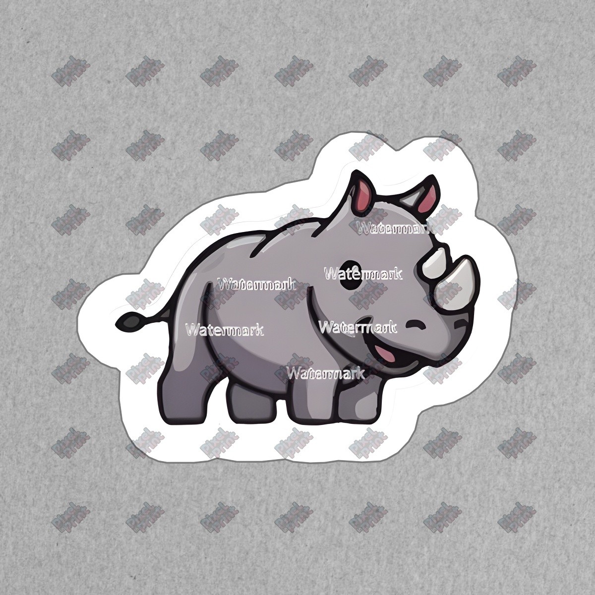 Cute Rhino Vinyl Sticker Adorable Decal for Laptops, Water Bottles, #999381