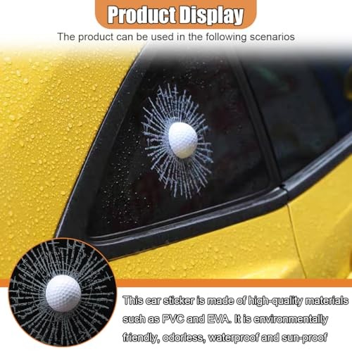 3D Prank Tricky Broken Glass Car Sticker Decal Hits Car Window Styling Golf