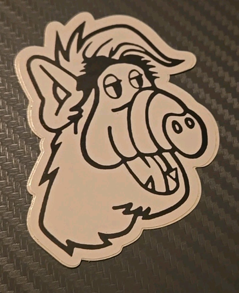 Alf 3 Inch Black And White Sticker Car Laptop Vinyl Ipad