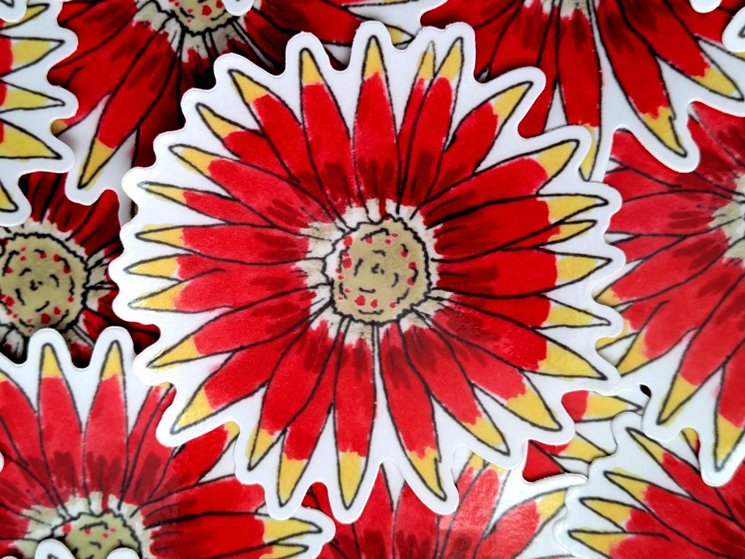 Red and Yellow Blanket Flower 4" Indoor/Outdoor Vinyl Sticker Daisies
