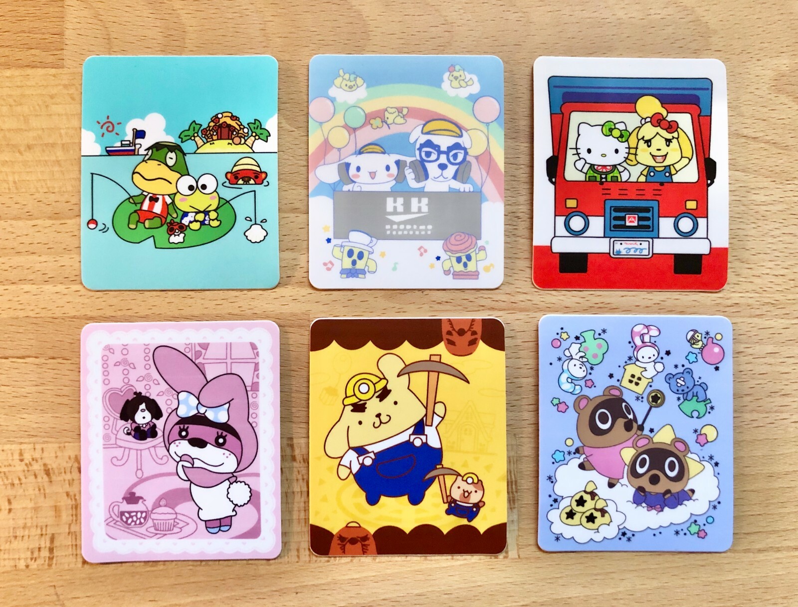 Animal Crossing Sanrio Amiibo Mini Posters Sticker Pack (6 Pack) Handmade