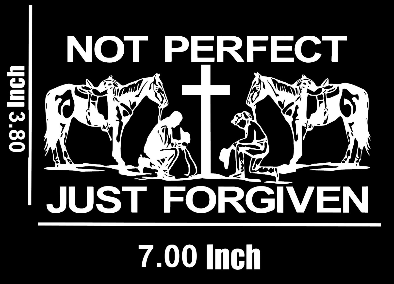 Praying Cowboy Cowgirl Cross Horse Christ Car Window Vinyl Decal 7" x 3.80"