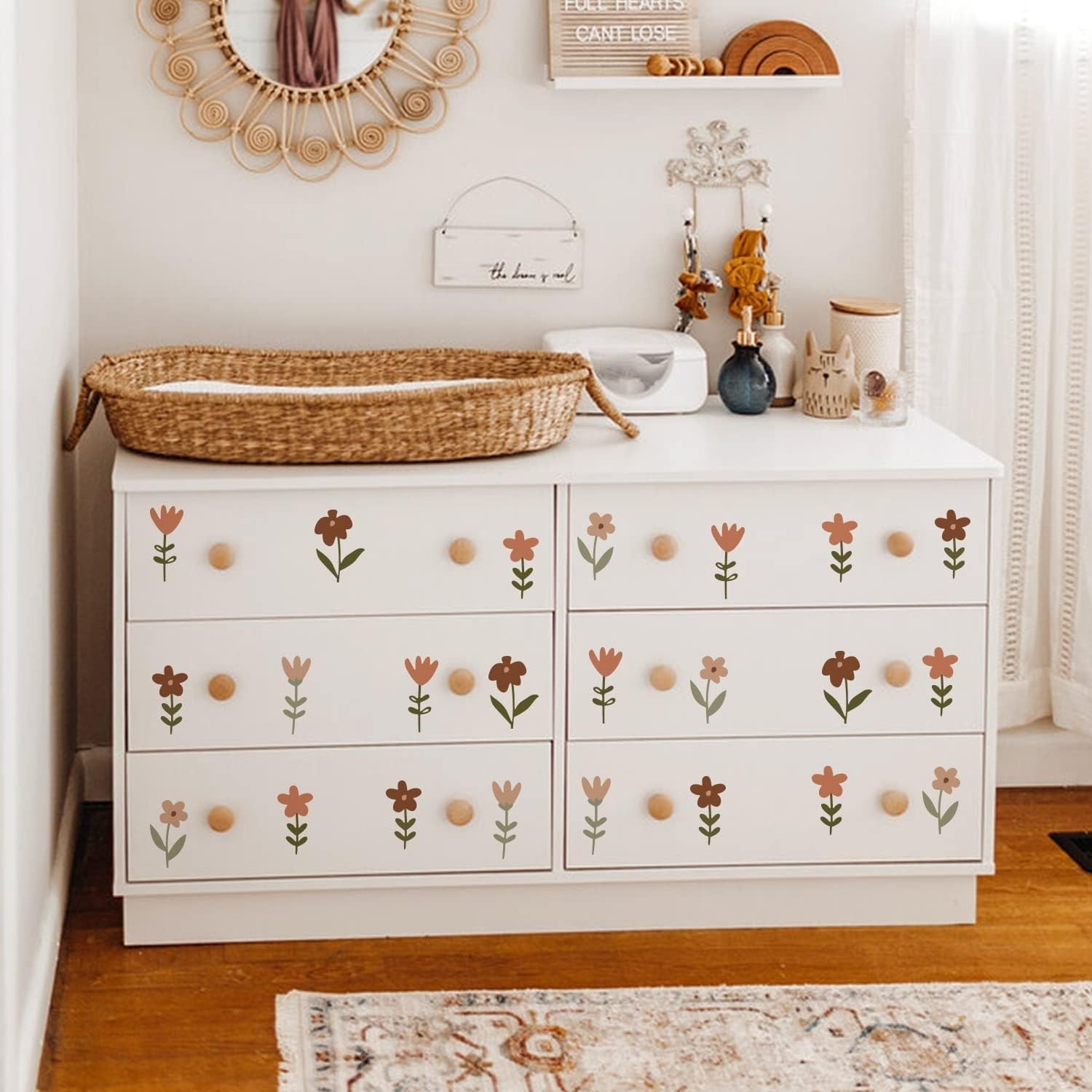 Boho Wall Stickers Girls Bedroom Removable Wall Decals Nursery Kids Room Deco…
