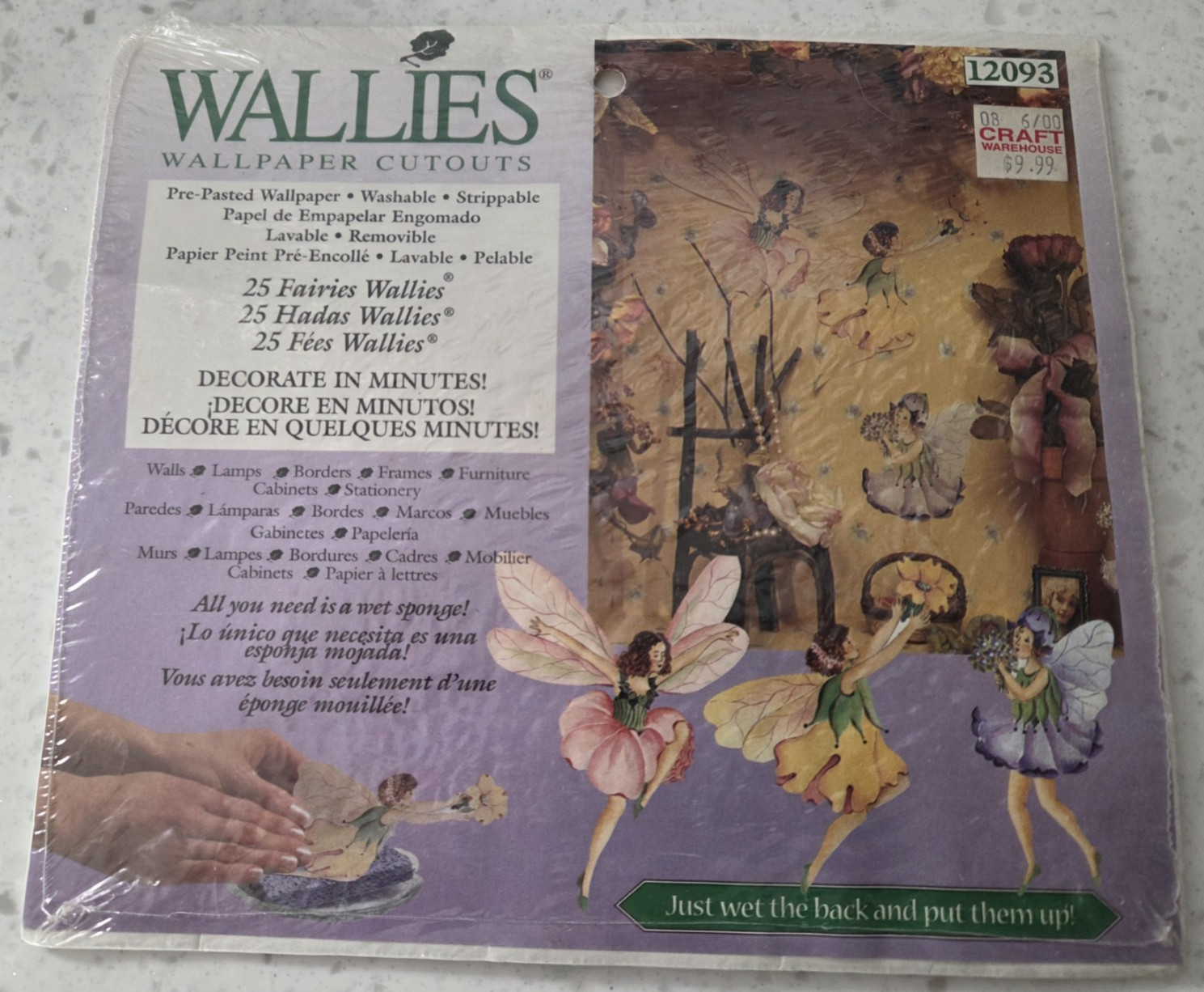 WALLIES Wallpaper Cutouts 25 Fairies New in Package Pre-pasted Wallpaper NOS