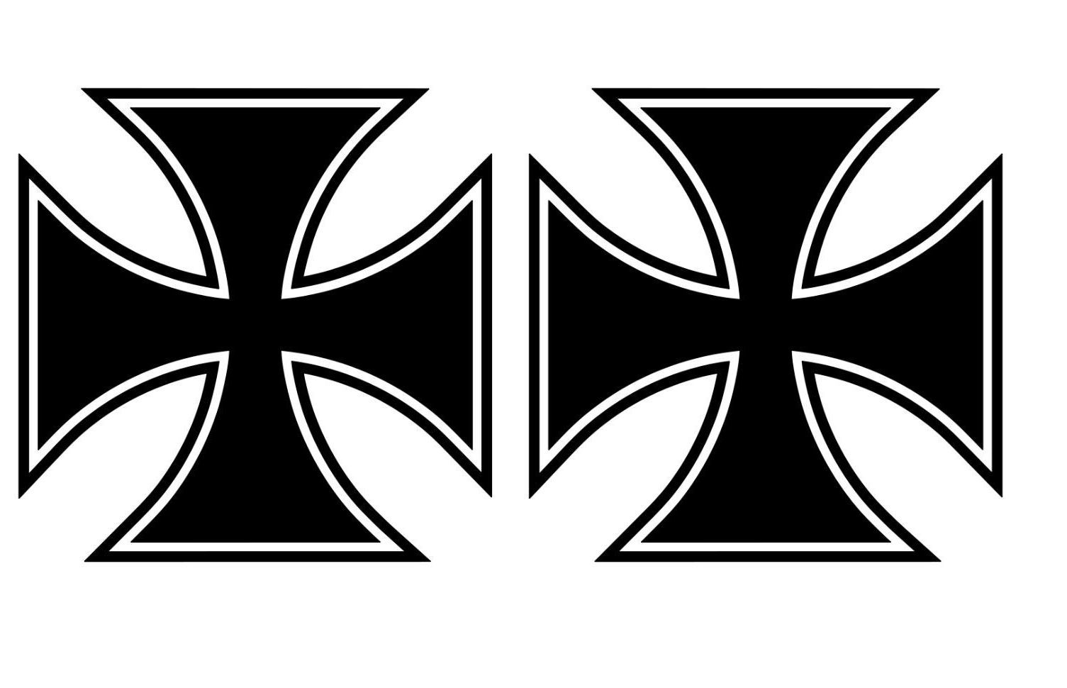 German Maltese Iron Cross Decals – Set of 2 – 11.25" Tall – Select Color