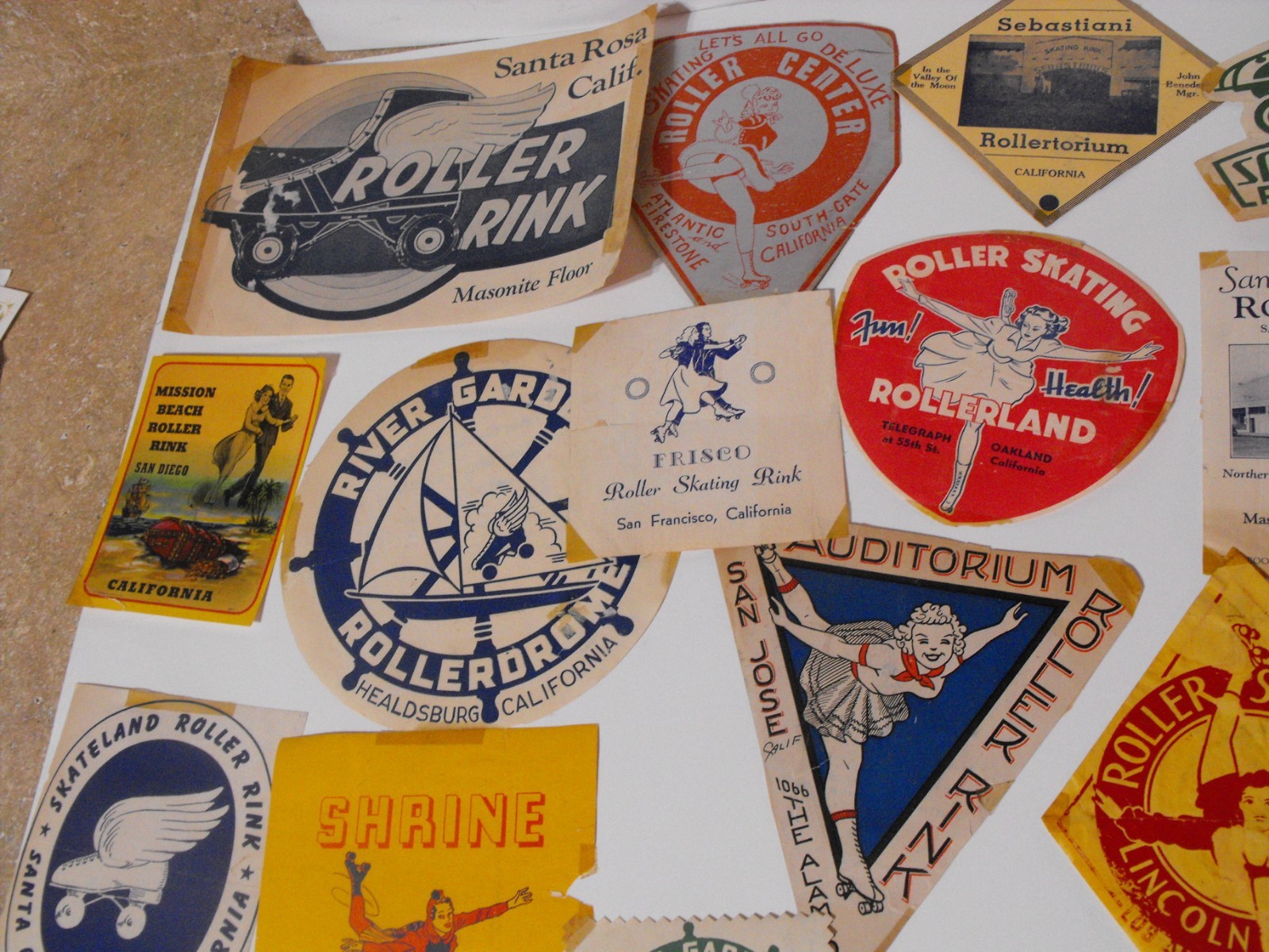 Lot of 27 Vintage Original Roller Skating Rink Decal Stickers ~ California CA