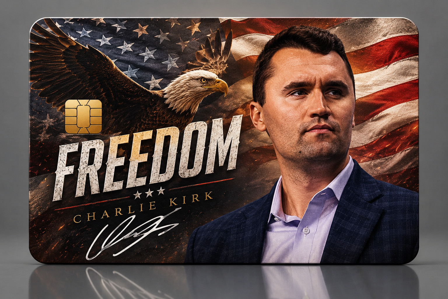 Credit Card Skin Charlie Kirk Freedom Vinyl Sticker Colored