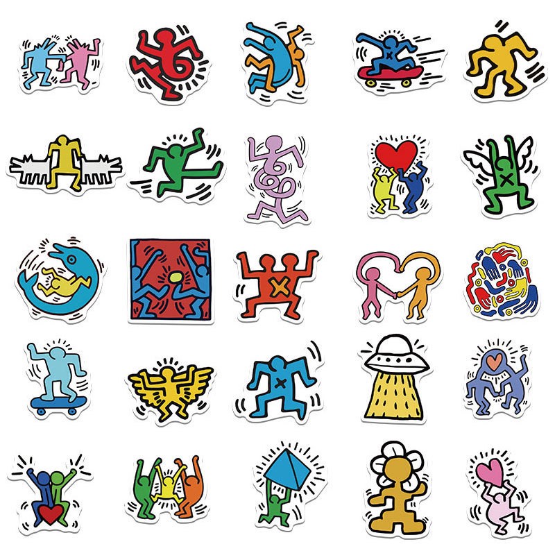 50pcs Waterproof Keith Haring Stickers, Artist STICKERS，030-1