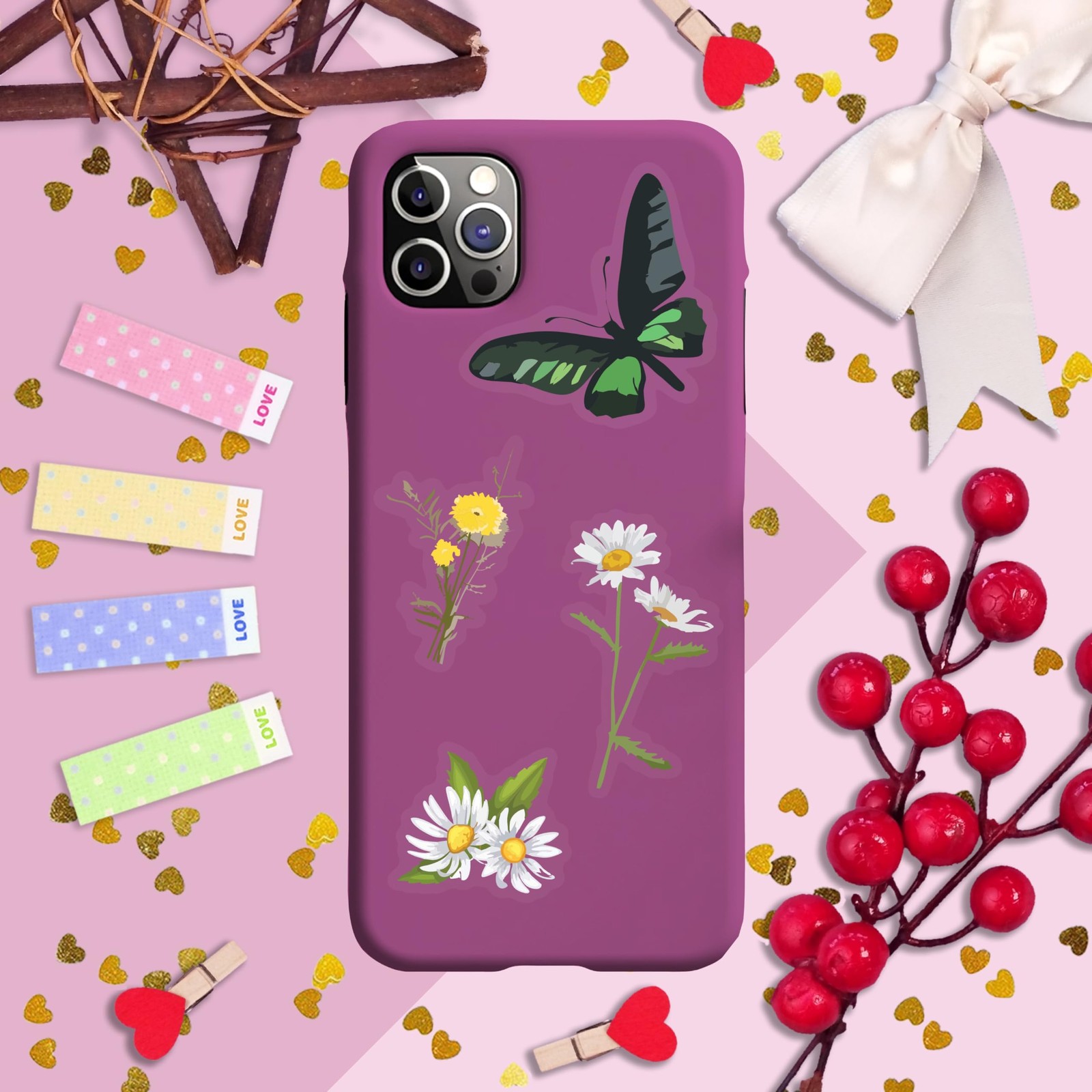 BulbaCraft Transparent Flower and Butterfly Stickers for