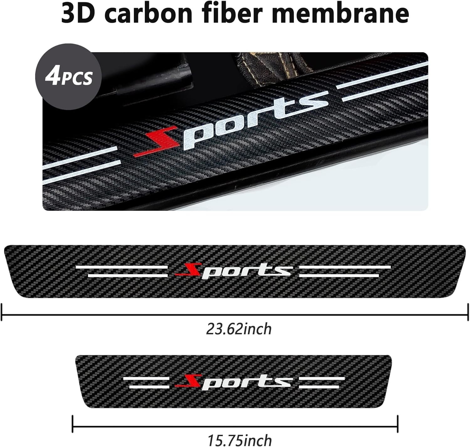 4Pcs Car Door Sill Protector,Sport Carbon Fiber Threshold Anti-Scratch Sticker