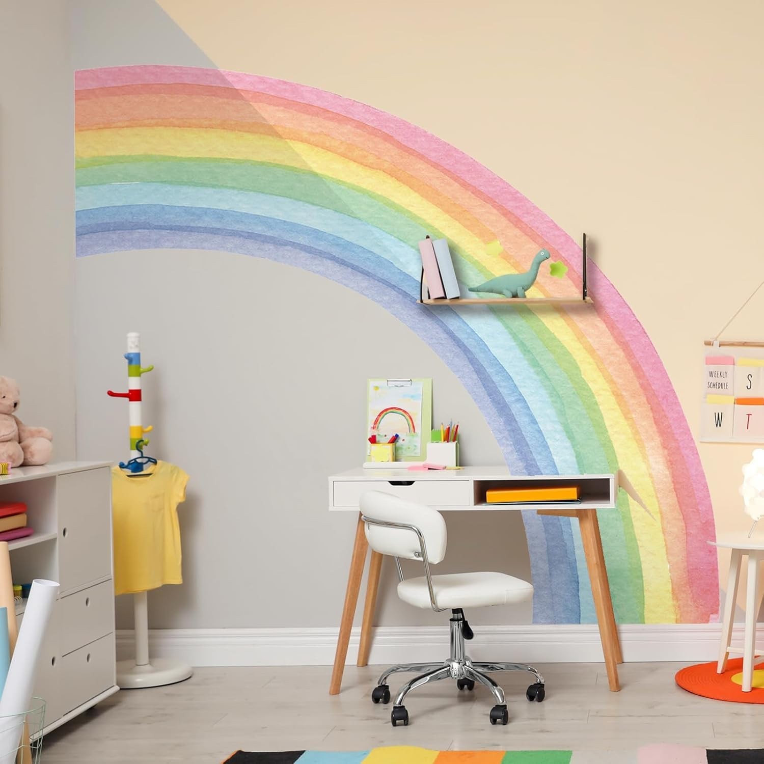 55"x63" Large Rainbow Wall Stickers, Mural Watercolor Half Rainbow Wall Decal…