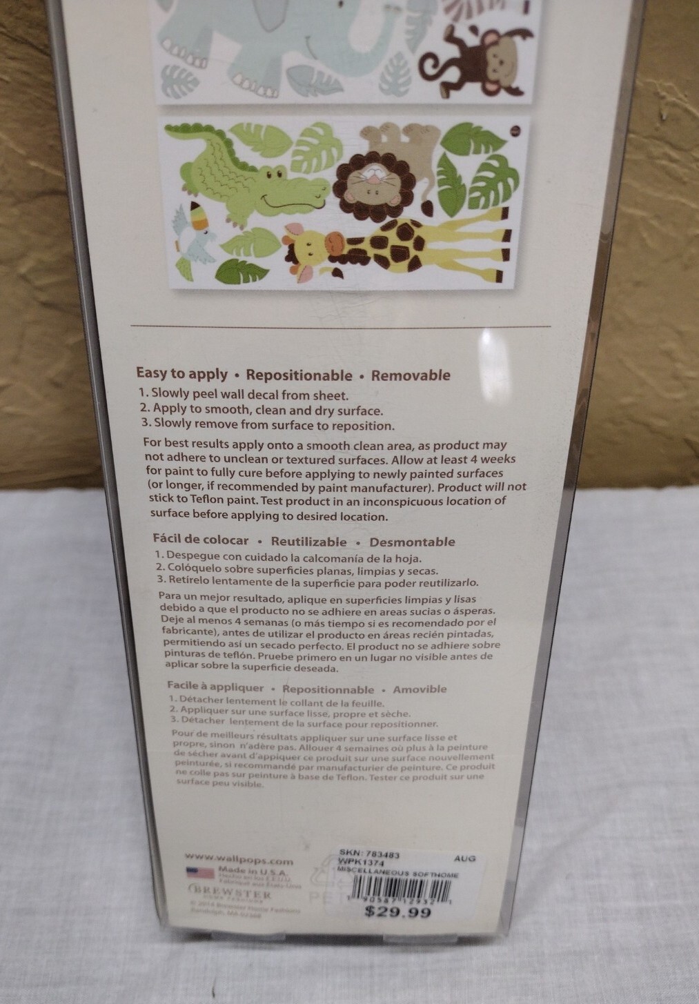 2014 Safari Buddies Wall Art Kit Peel Stick + Move 20 pc Wall Pops Nip Monkey