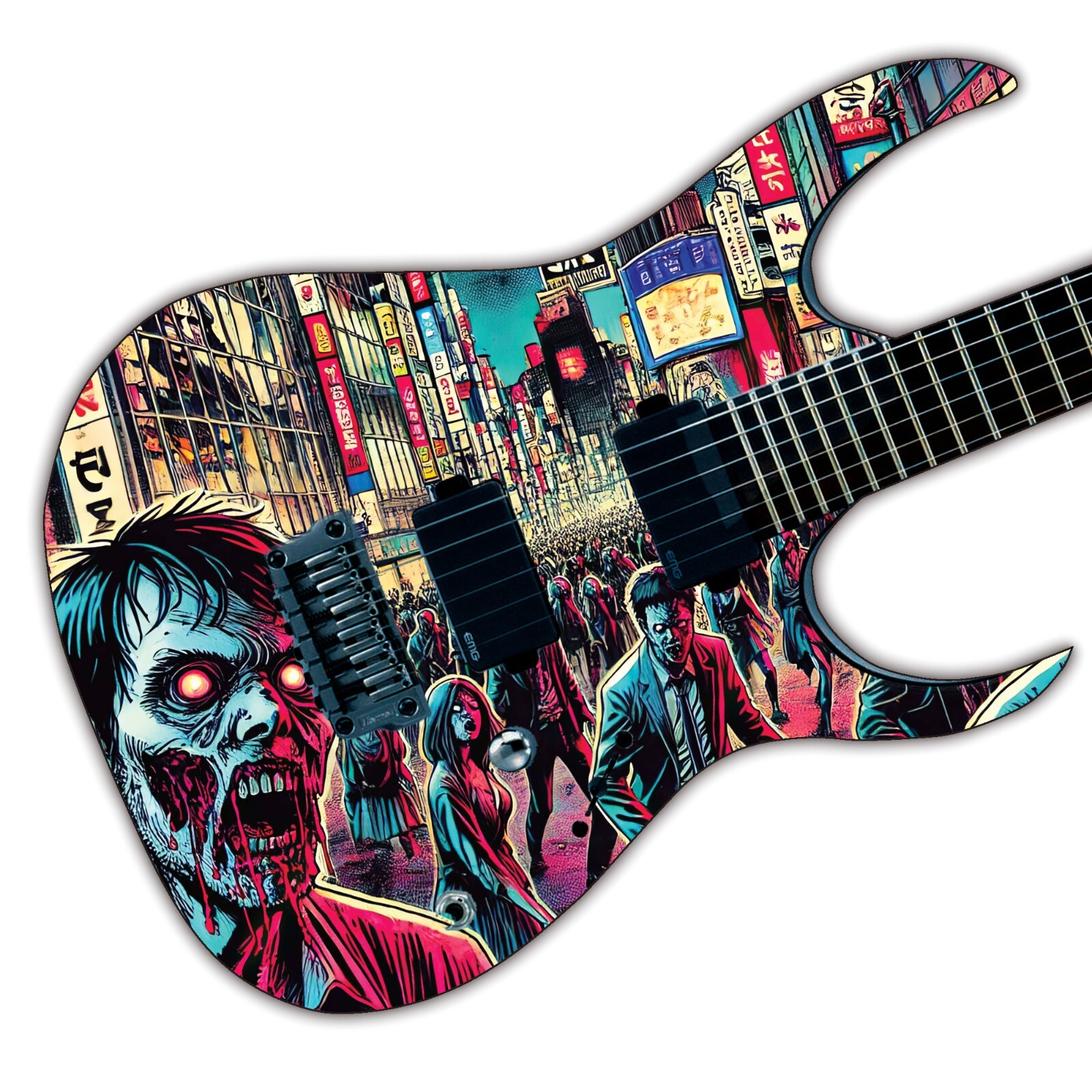 Guitar or Bass Custom Skin Wrap 'The Zombie March' Manga Style Printed Graphic