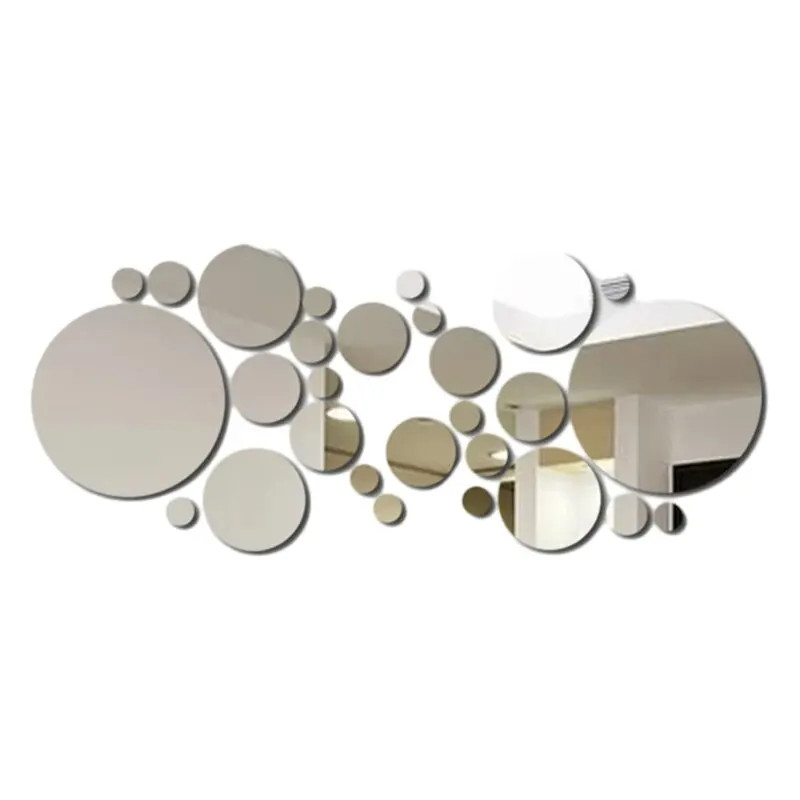 26 PCs 3D Acrylic Mirror Wall Sticker Round DIY Home Decor