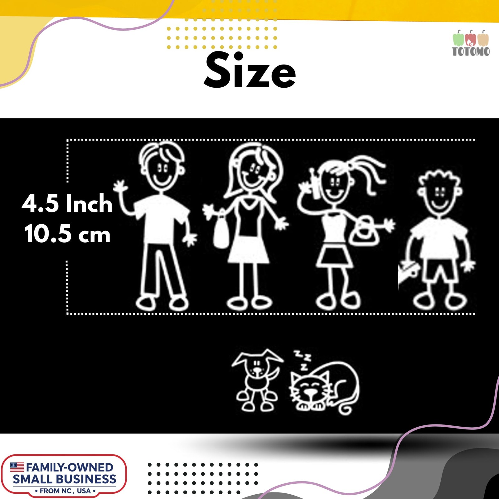 TOTOMO 13 Stick Figure My Family Car Stickers (Style#1) with Pet Dog Cat Fami…
