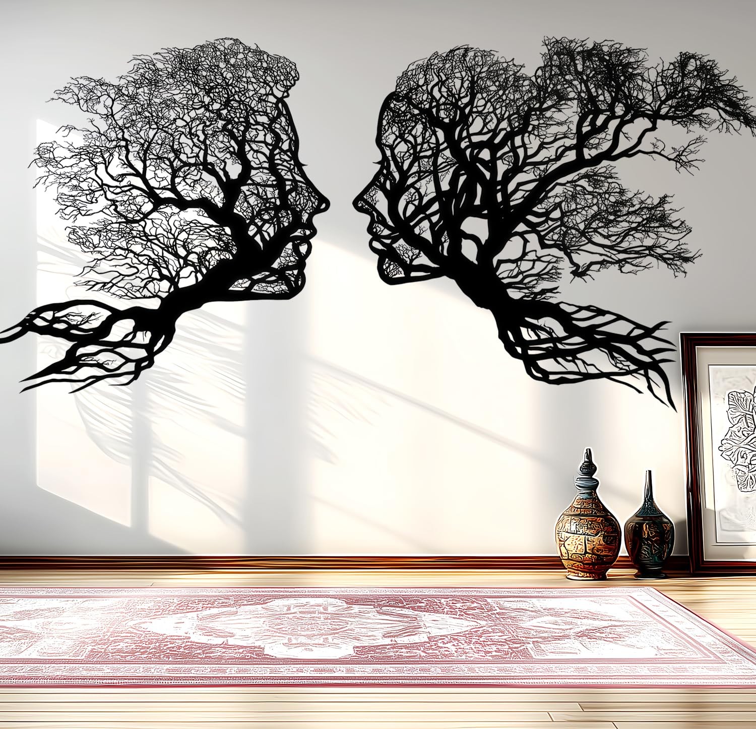 Abstract Tree of Life Wall Decals Peel and Stick, Man Woman Face Wall Sticker…