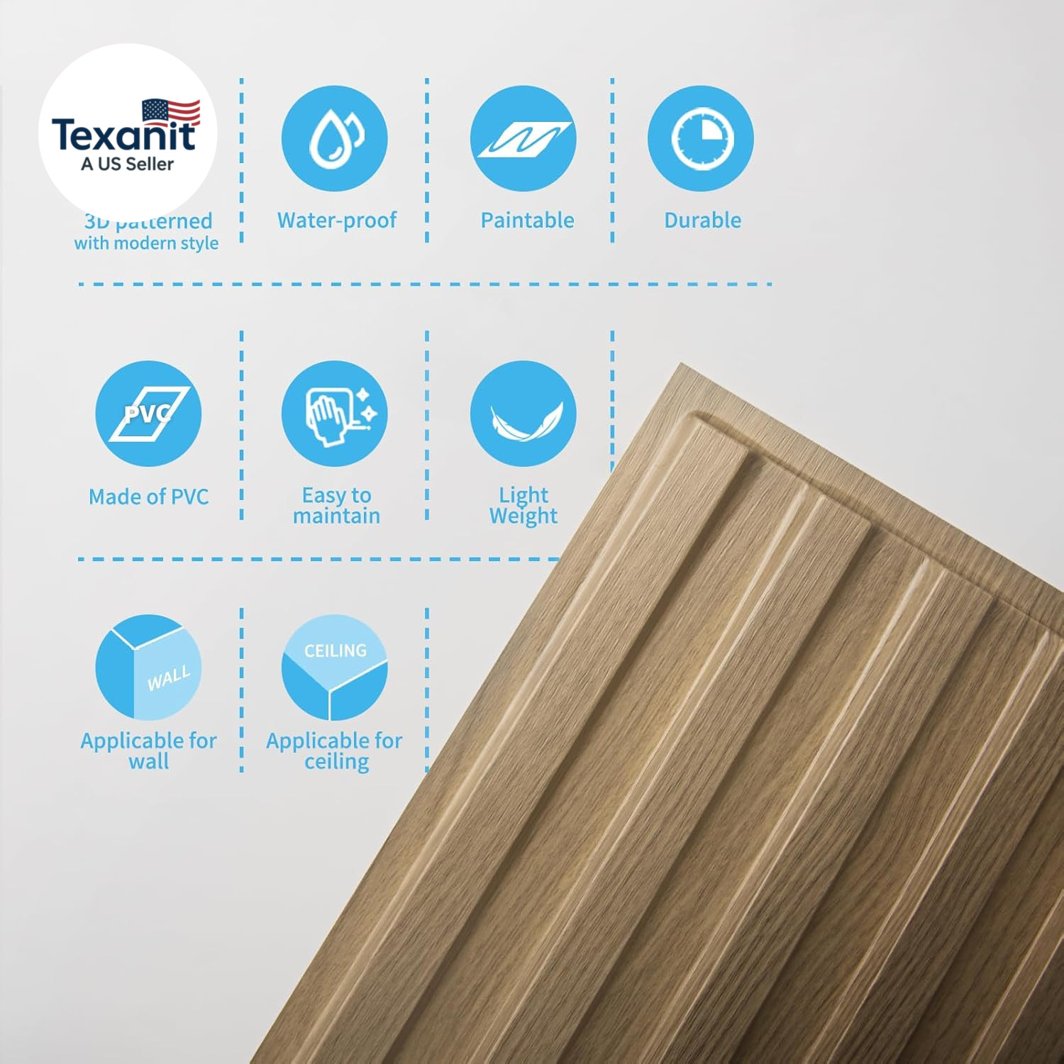 6-Pack Slat Design 3D Wall Panels for Interior Wall Decor, 2X4 FT PVC Decorative