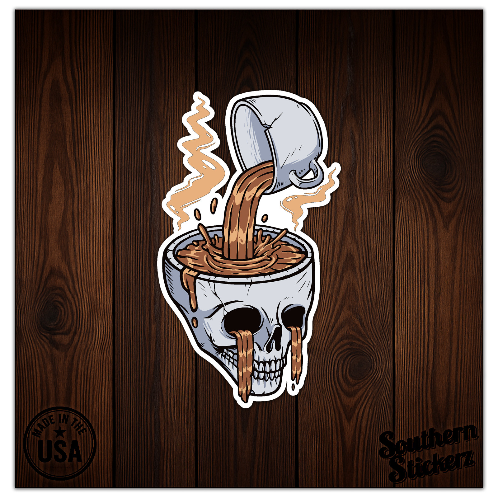 Coffee Caffeine Skull – Vinyl Decal Sticker – Car Window Laptop – ebn8063