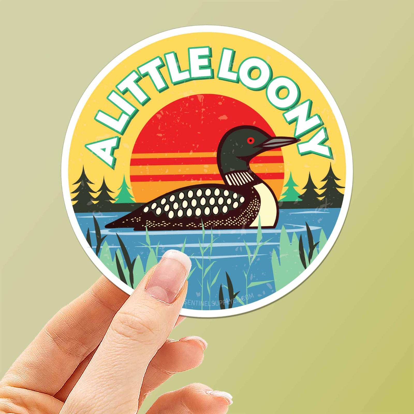 A Little Loony Birdwatching Sticker – Midwest Lake Bird Decal for Water Bottle