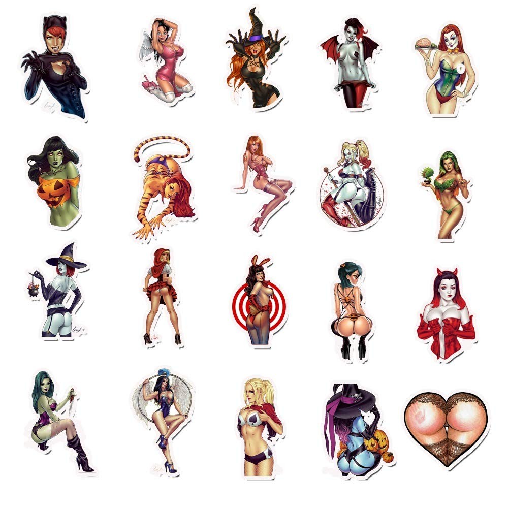 Sexy Girls Stickers for Adults,100Pcs Pinup Women Decals Pack for Laptops Skateb