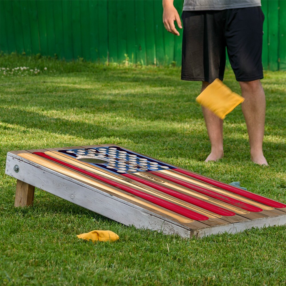 American Flag Baseball Tailgating Cornhole Board Wraps and Decals Vinyl Sticker