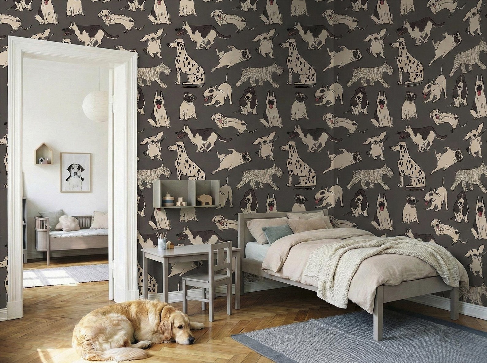Funny Dog Pattern Wall Mural, Wallpaper or Tapestry for Nursey, kids room