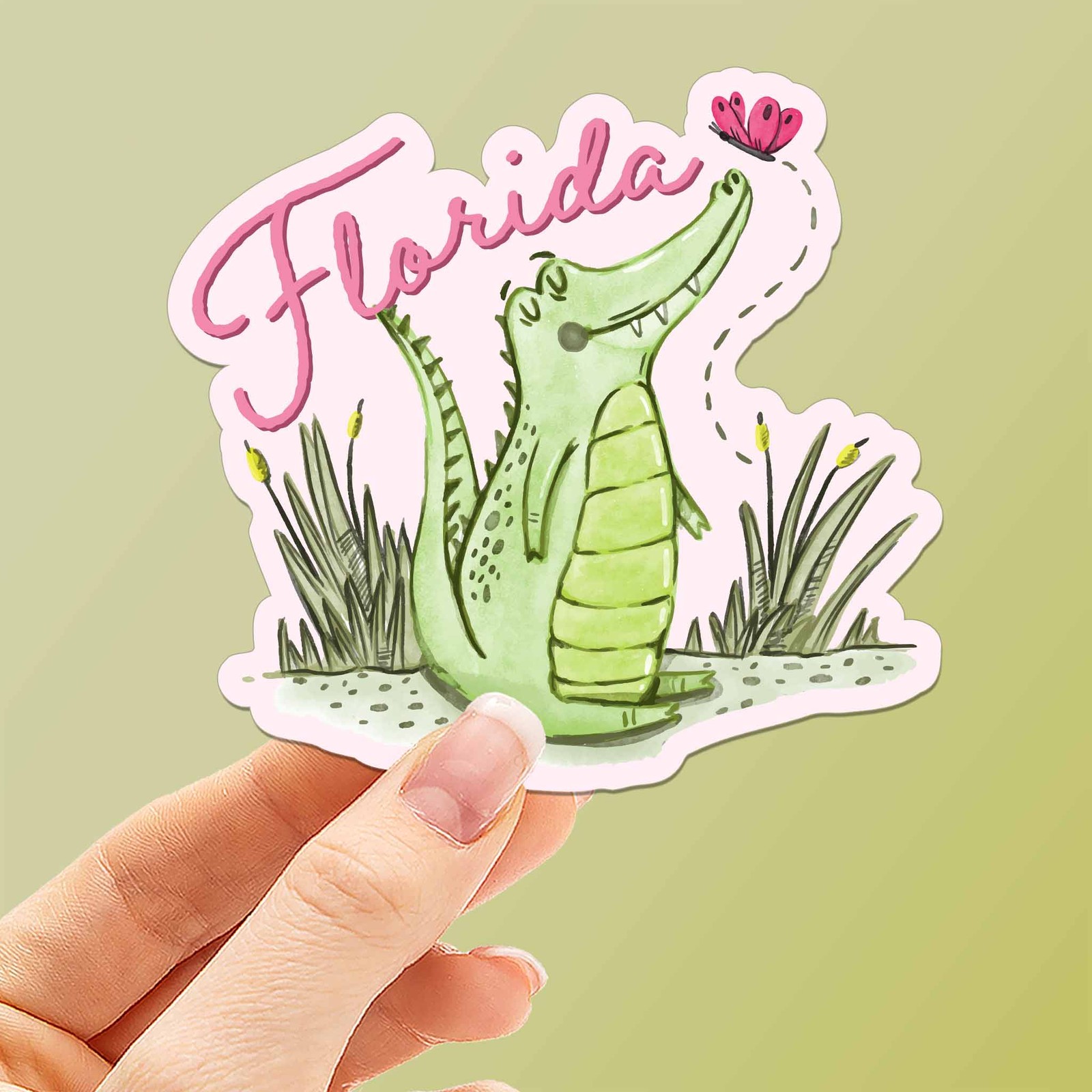 Pink Florida Gator Sticker – Cute FL Decals