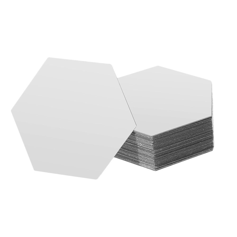 48 Pcs Decorative Wall Mirror Decal Modern Geometric Sticker Hexagon Tiles