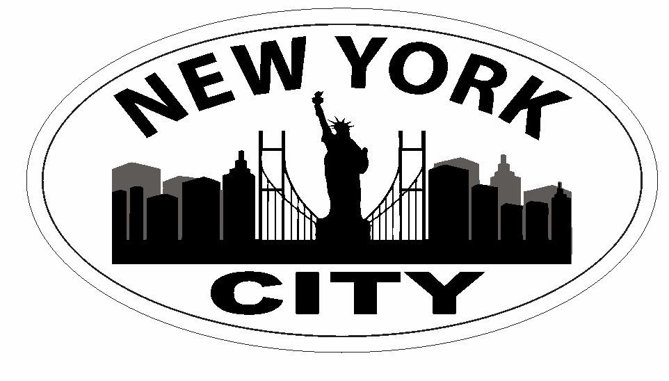 New York City Oval Bumper Sticker or Helmet Sticker D2916 Euro Oval