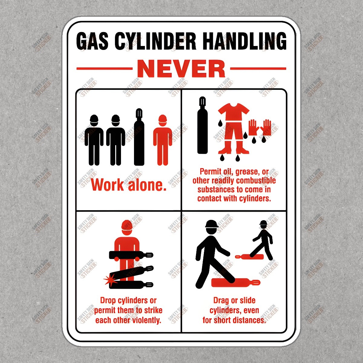 Gas Cylinder Handling Safety Sticker OSHA Compliance Prevent #262818