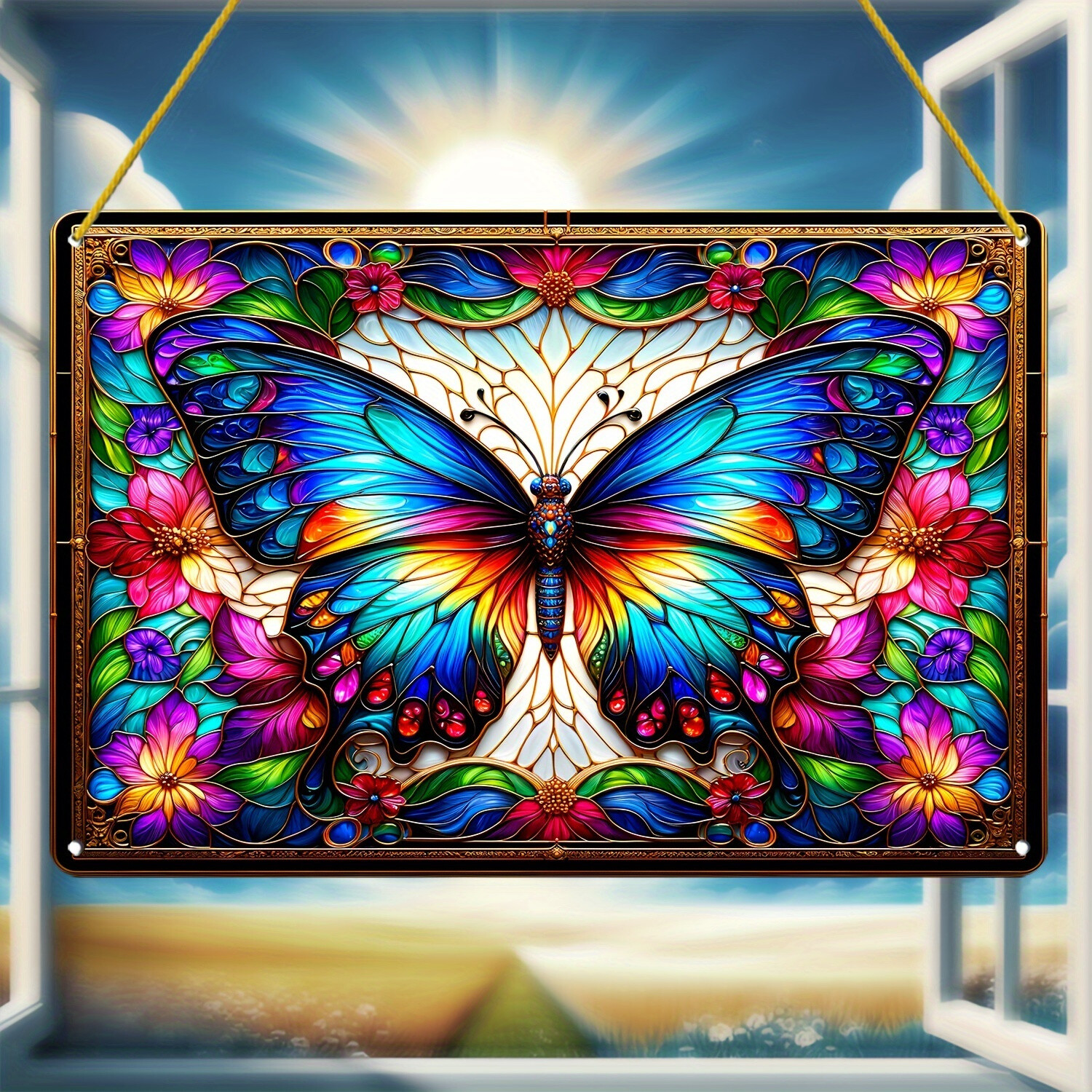 Butterfly Element Rectangular Acrylic Hanging Decoration for Wall Windows