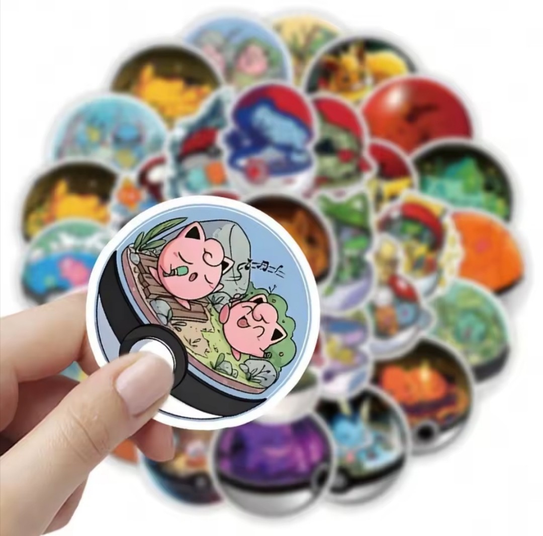 10 PCS Pokémon (Unofficial) Inside Poké Balls Cartoon Games Stickers BRAND NEW
