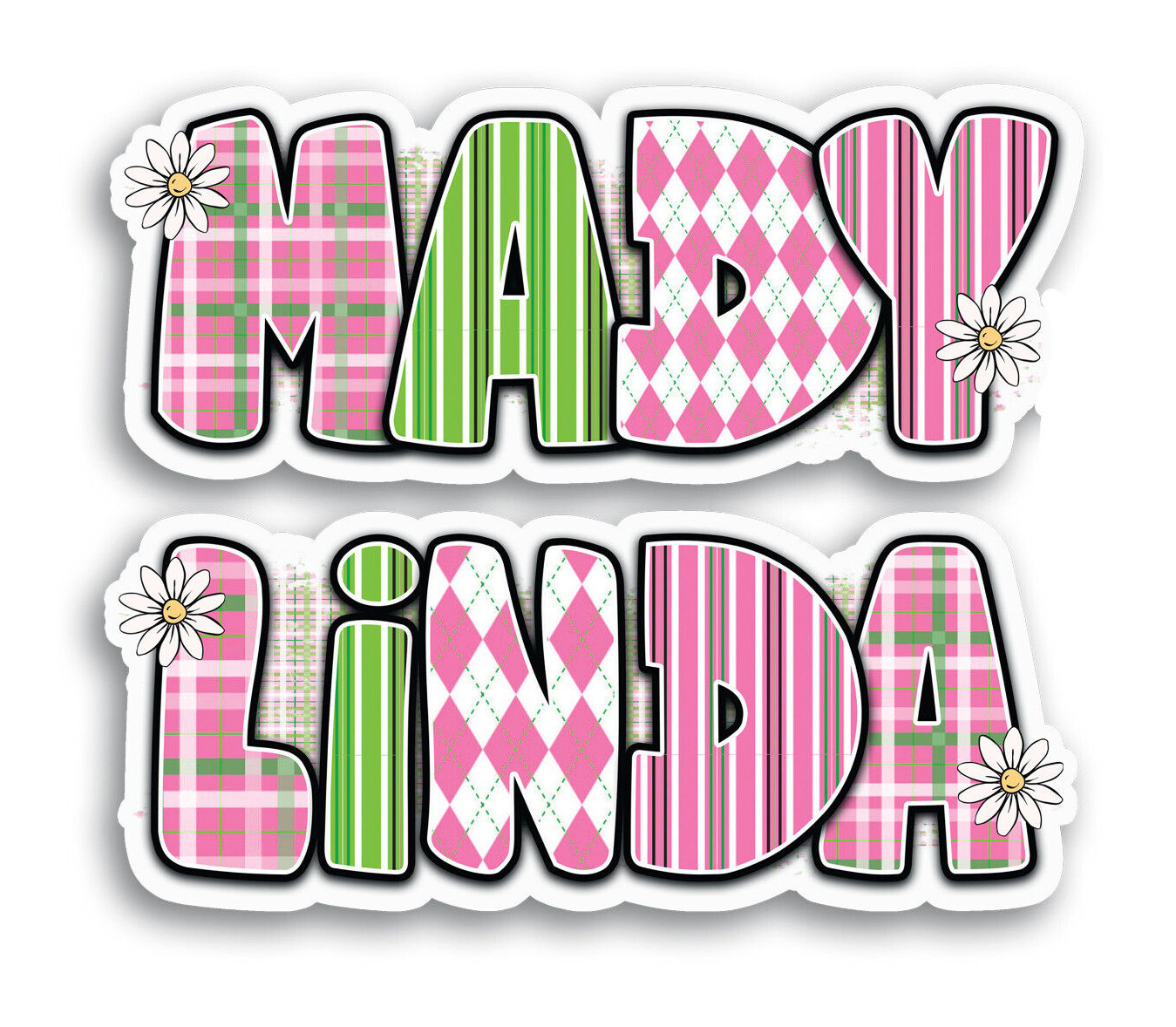 Custom Name Stickers • Waterproof Vinyl • Cute Stitched • Pastel Plaid Aesthetic