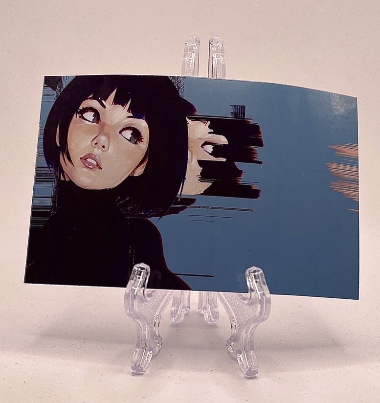 Cyber Anime Girl Glitch In The System Sticker 4.5 Inch Waterproof