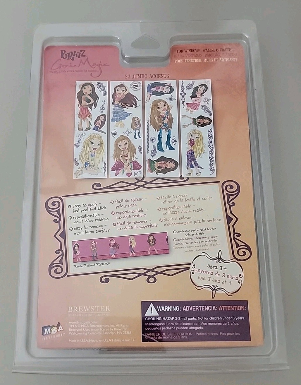 BRATZ Dolls Genie Magic Peel & Stick 32 Jumbo Accents Removable Wall Decor