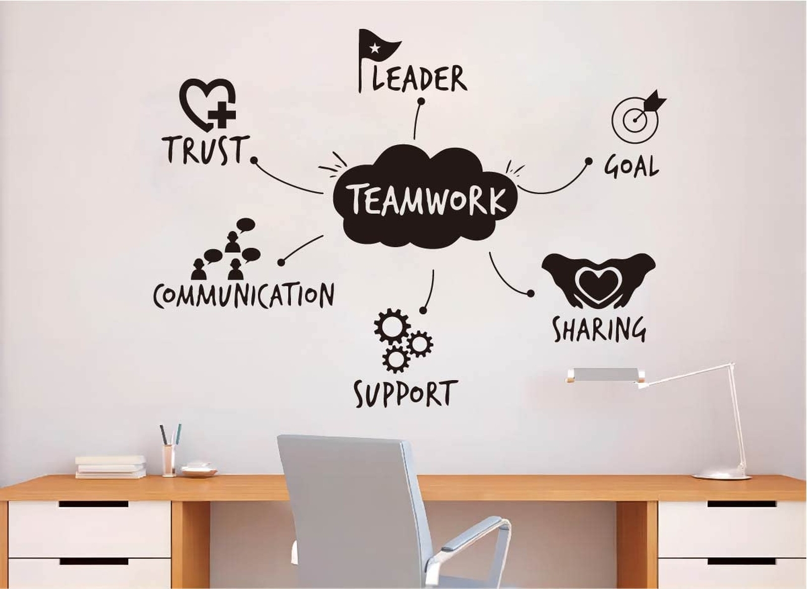 Teamwork Qualities Wall Sticker Office Inspirational Decals Team Work Decorat…