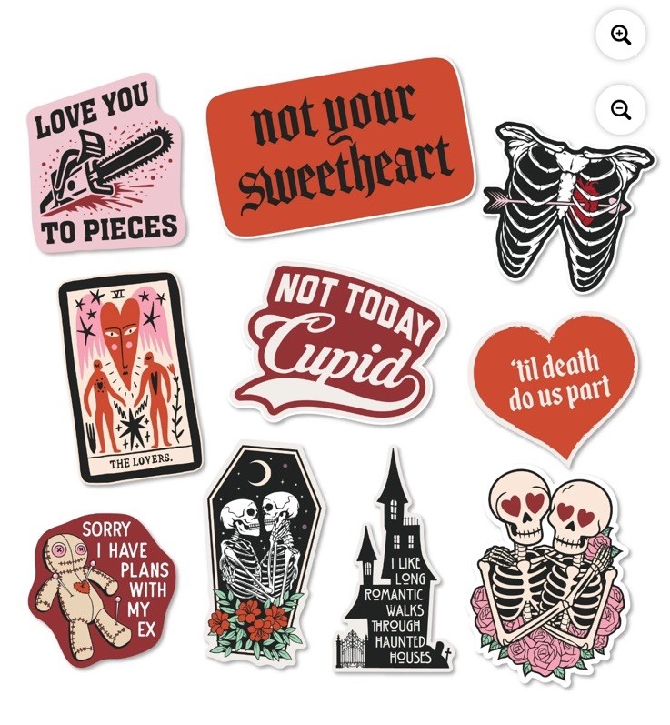 Crazy Dog TShirts Funny Valentine Vinyl Stickers Multicolor Humor Love Skeletons