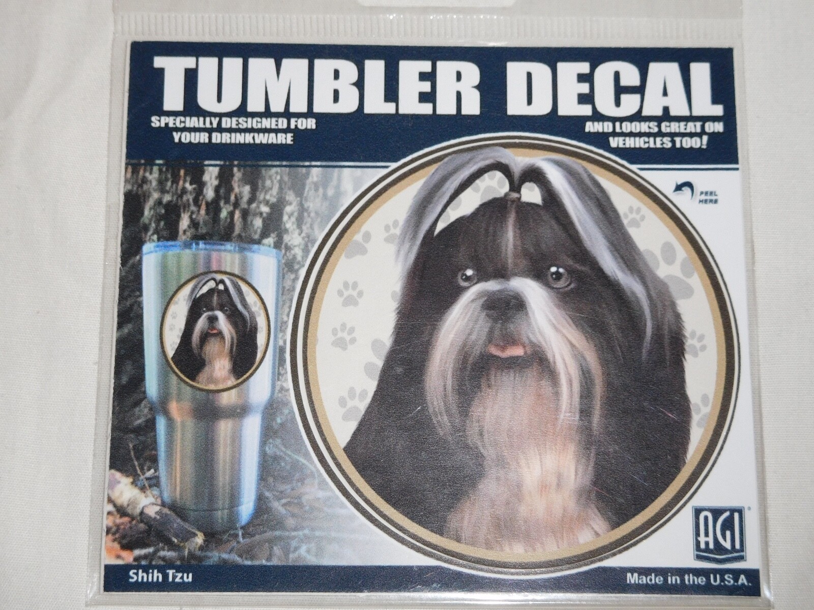 AGI TUMBLER DECAL SHIH TZU DOG 3" FOR VEHICLES TOO YETI NEW