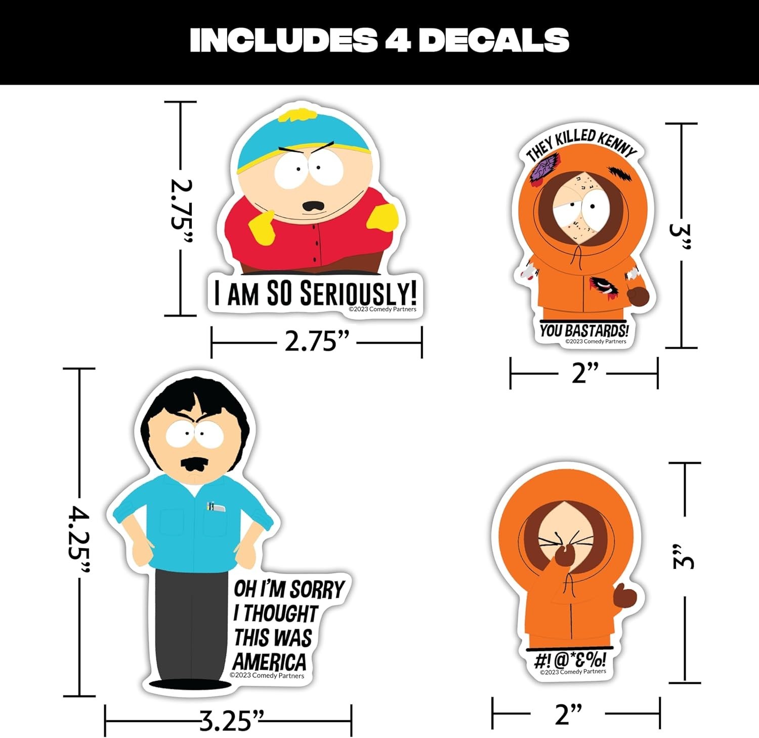 Licensed South Park Vinyl Decals – Set of 12 Waterproof Stickers for Fans