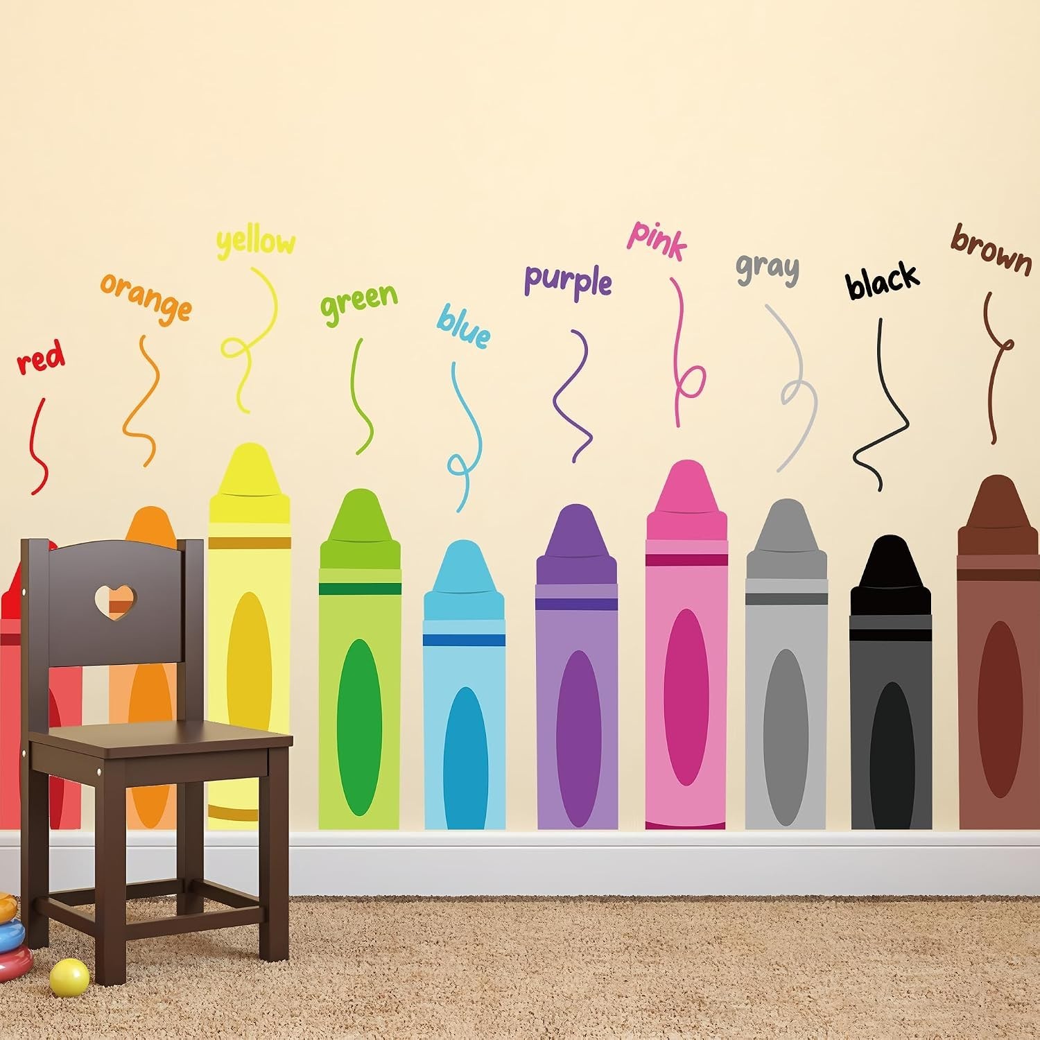 Colorful Crayon Wall Decals Color Crayon Wall Stickers Peel and Stick Crayons…