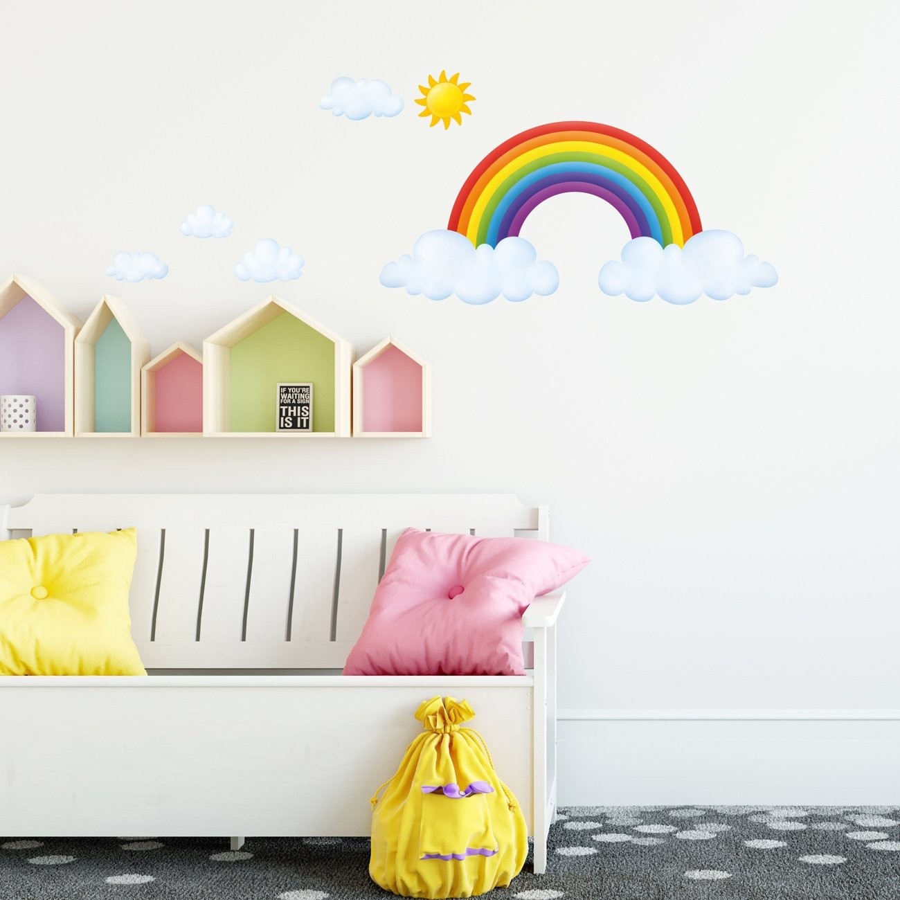 SG2-1713 Rainbow and Clouds Wall Stickers Wall Decals Peel and Stick Removabl…